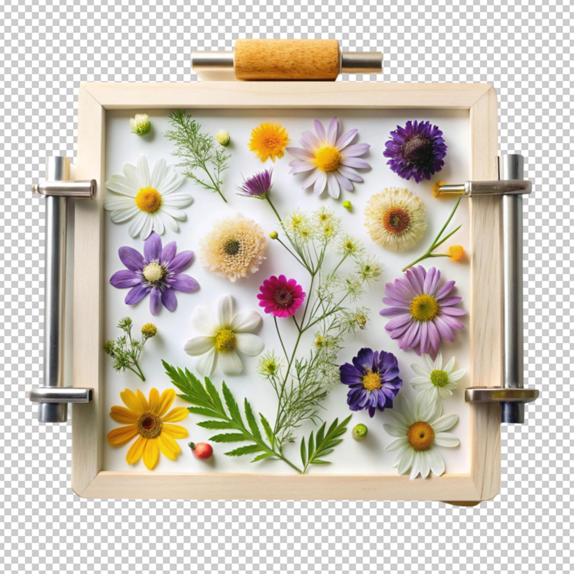 Framed embroidered panel of botanical study